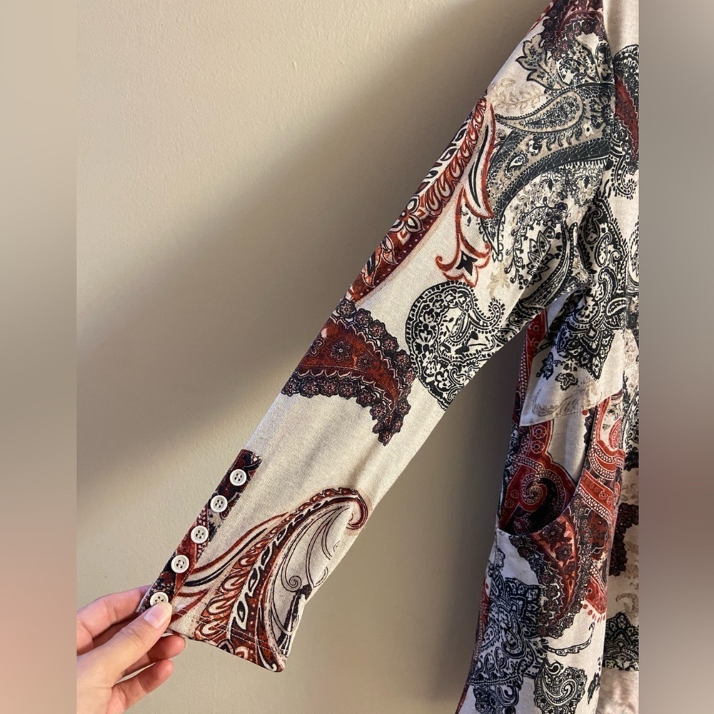 Chico’s knit tunic top paisley print long line fall staple Large - Picture 6 of 8